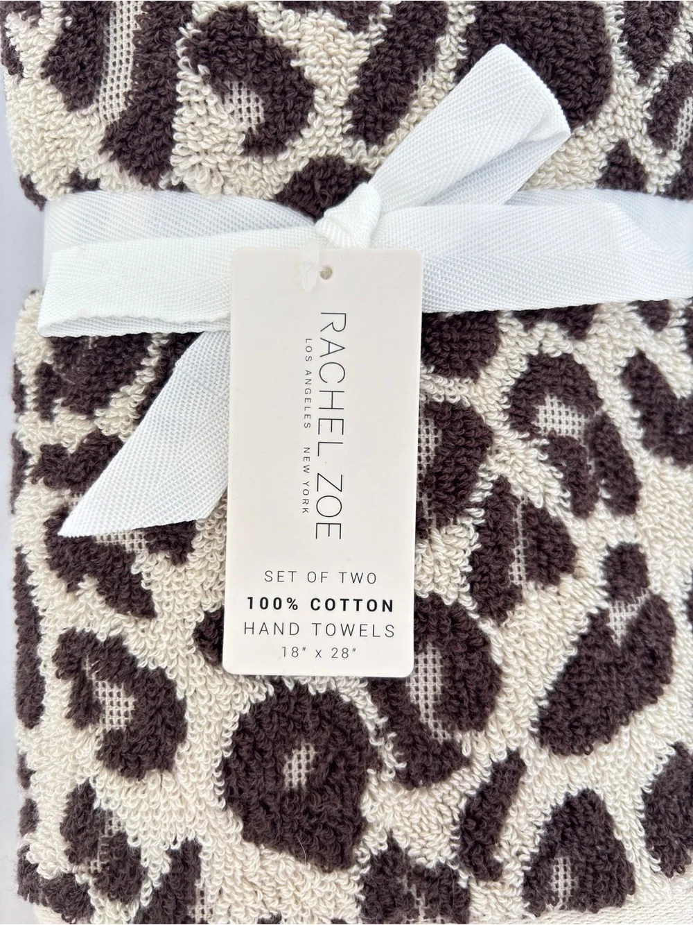 NWT Rachel Zoe Leopard Hand Towels Set of 2 Animal Cheetah Print MobWife